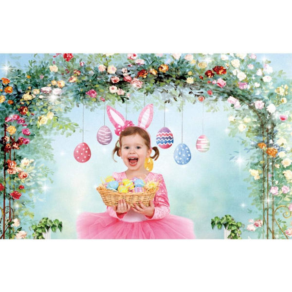 Vår påskblommig bakgrundsbild kanin färgglada ägg staket morot väggdekor bakgrund 7x5ft kanin gräsmark babyshower fotobanner