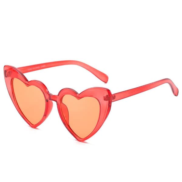 Retro Heart-Shaped Sunglasses Women's Oversized UV400 Red one size
