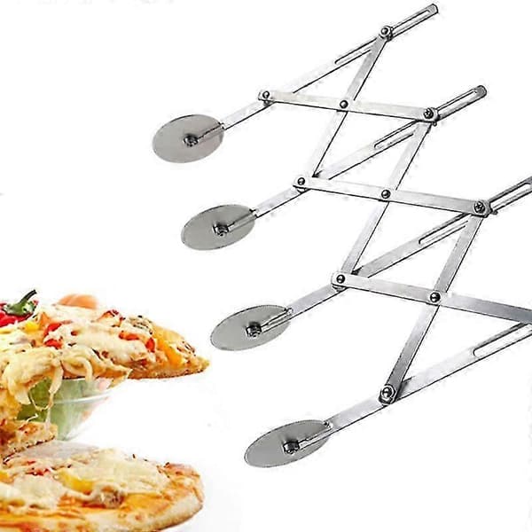 6-hjulet pizzaskærer i rustfrit stål, dejdeler Silver