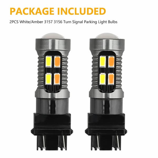 Par med 3157 3156 LED blinklys pærer Switchback Hvit Gul