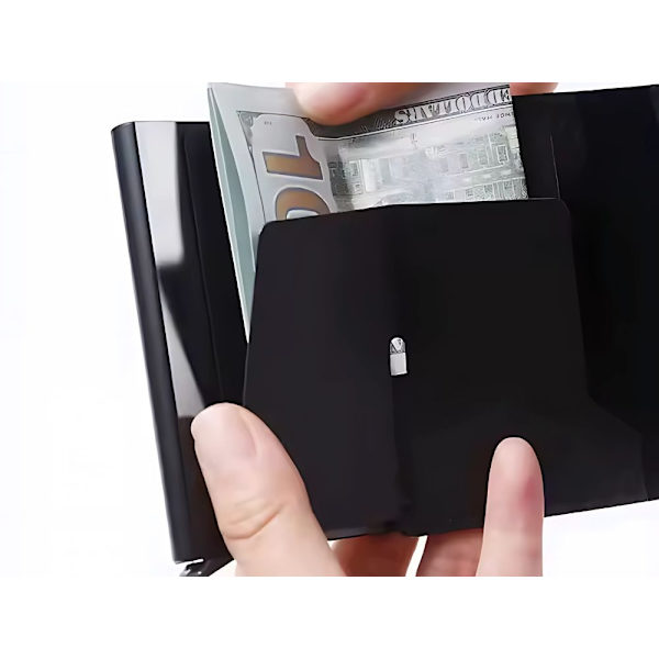 RFID-pung til mænd - Sort med kortpladser, øko-læder