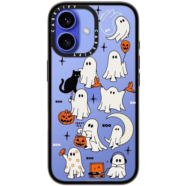 Kompakt iPhone 16 Pro Max Deksel [Lettvekt / 1,2 m 2X Militær Grad Fallbeskyttelse/Slank] - Kirsebær - Klar Svart Boo Things iPhone 16
