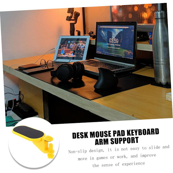 1 st Armstöd Fäste Roterande Stativ Laptop handledsstöd handledsstöd Justerbar Klämma Roterande Tangentbord handledsstöd Stödplatta Tangentbordsplatta Gul