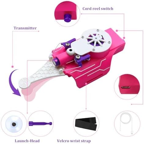 Spindelvevsskyder, nettskyder med handsker, realistisk nettskydeaktion Sikker og sjov superheltelegetøj til mænd og børn - Pink
