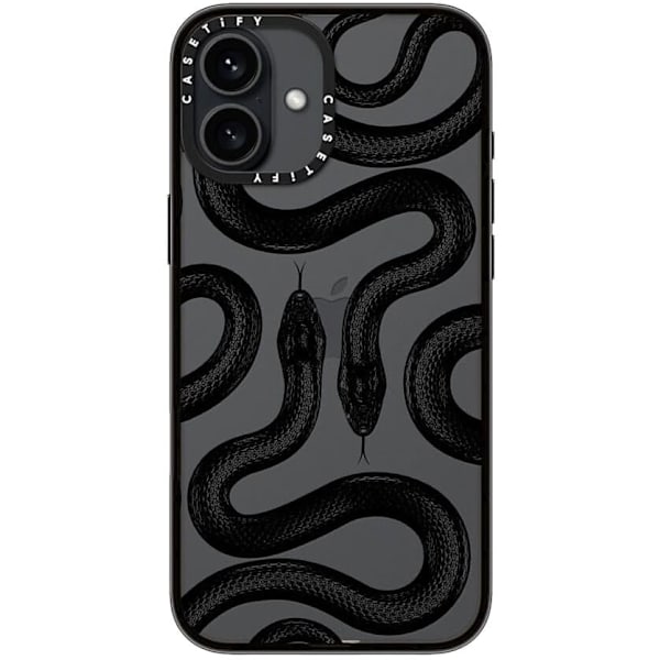 Kompakt iPhone 16 Pro Max Deksel [Lettvekt / 1,2 m 2X Militær Grad Fallbeskyttelse/Slank] - Kirsebær - Klar Svart Black Kingsnake iPhone 16 Plus