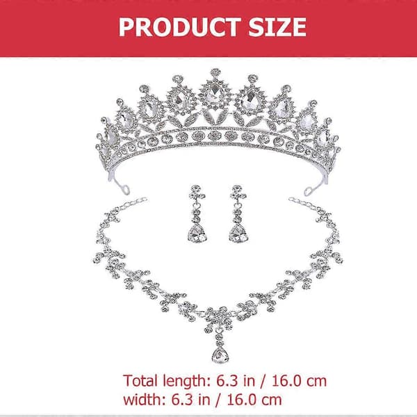 Bröllop Strass Krona Halsband Set för Kvinnor 1Set Silver Zinklegering Smycken