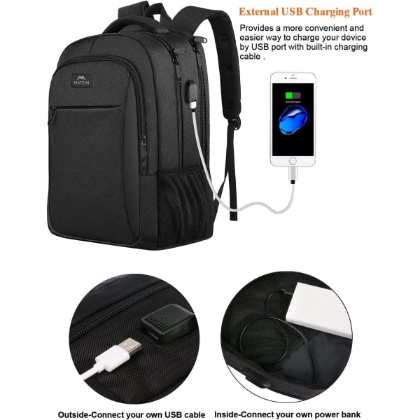 Ryggsäck för bärbar dator Daglig ryggsäck med USB -port för högskoletillbehör, vattentät resedagssäck Söt bokväska som passar 15,6 i dator