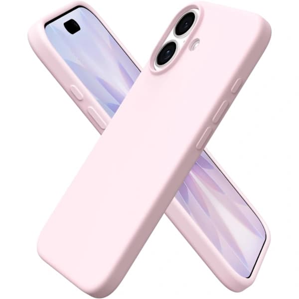 Suitable for iPhone 17 6.3-inch Phone Case, Ultra-thin Liquid Silicone Three-layer Full Coverage Soft Rubber Phone Case, Chalk Pink.