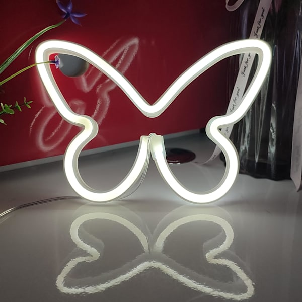 USB eller 3-AA batteridrevne neon LED-lys til borddekoration, pigers soveværelse, vægdekoration, børnefødselsdag, bryllupsfestartikler (hvid)