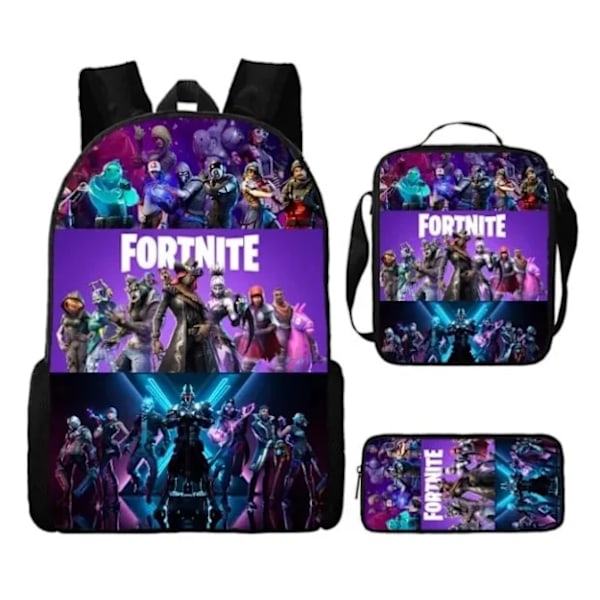 Fortnite Backpack Large Capacity Three-Piece School Bag for Students