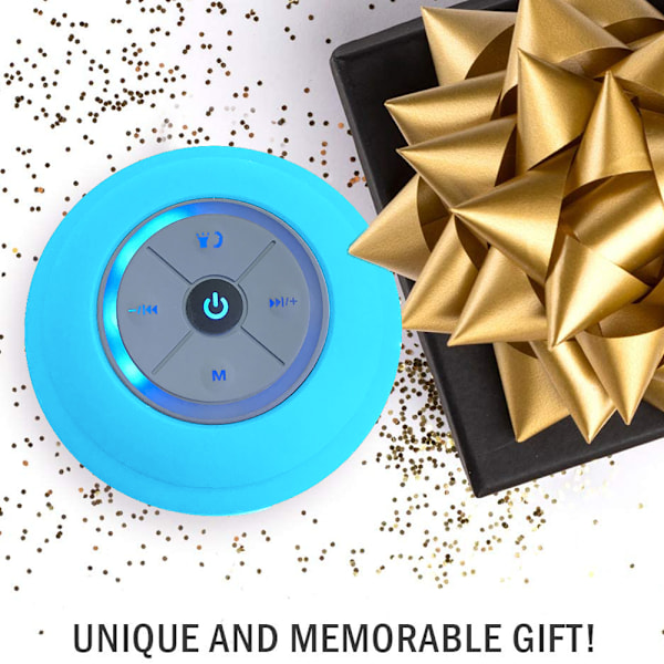 Vedenpitävä Bluetooth LED -suihkukaiutin FM-radio TF-kortinlukijalla, sisäänrakennetut ohjauspainikkeet, kaiutinpuhelin - sininen