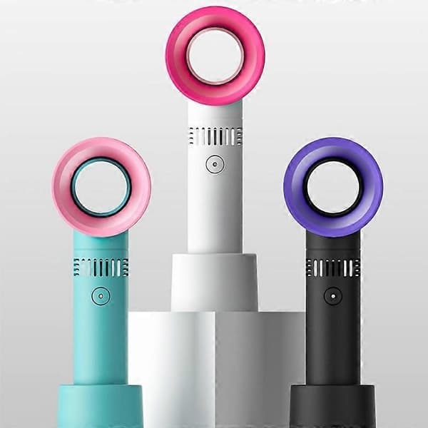 Grøn Bladløs Håndholdt Ventilator, Mini Bærbar Ventilator, USB Bordventilator med Batteri