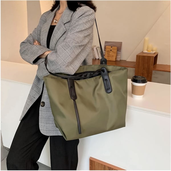 Kvinnors rymliga handväska Tote Canvas väska Casual Crossbody väska Vattentät axelväska Resväska (grön)