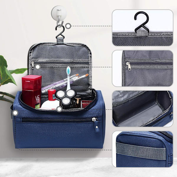 Hængende toilettaske til rejser, opbevaring til kvinder, brusebadstaske til mænd, barberingstaske, Dopp-kit-arrangør med krog