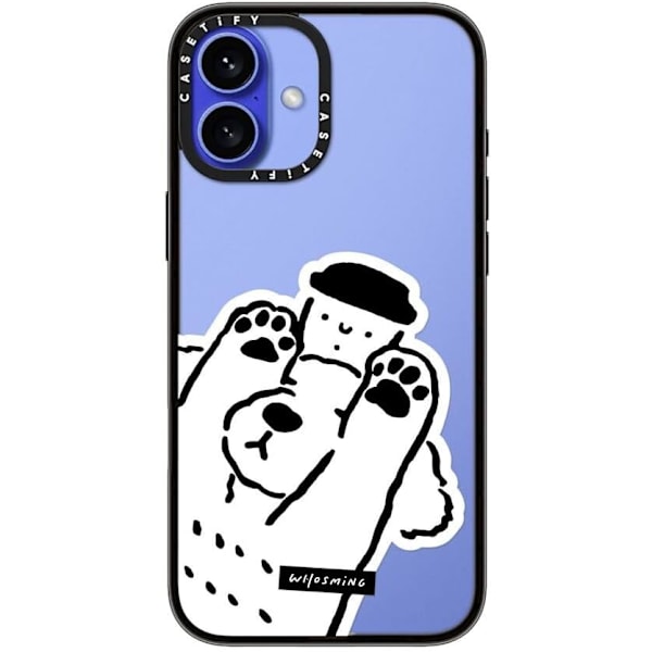 Kompakt iPhone 16 Pro Max Deksel [Lettvekt / 1,2 m 2X Militær Grad Fallbeskyttelse/Slank] - Kirsebær - Klar Svart Dog Loves Coffee iPhone 16 Plus