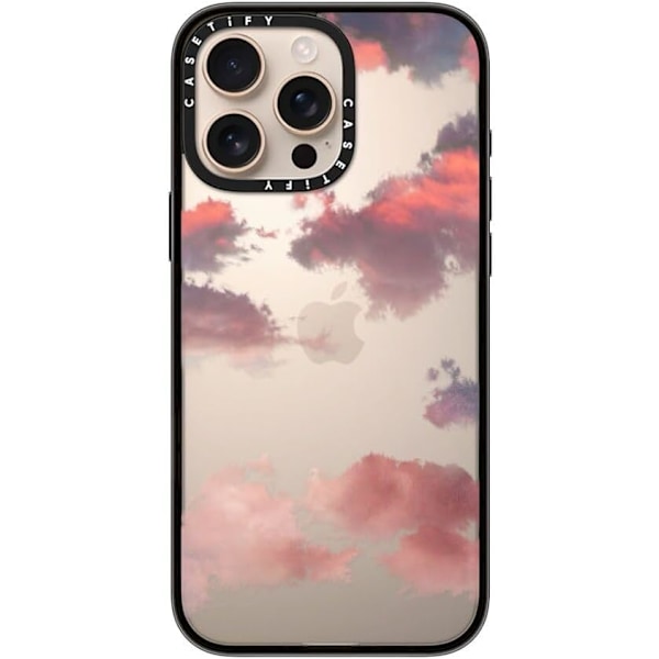 Kompakt iPhone 16 Pro Max Deksel [Lettvekt / 1,2 m 2X Militær Grad Fallbeskyttelse/Slank] - Kirsebær - Klar Svart Clouds (Red) iPhone 16 Pro Max