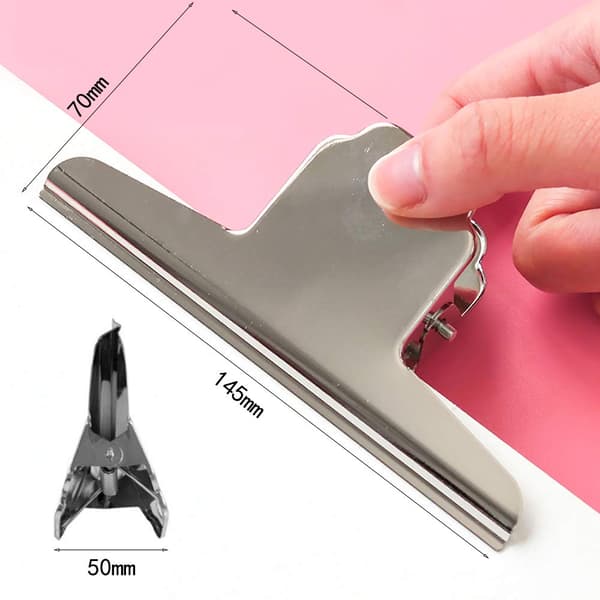 4 st extra stora klämmor, silver rostfritt stål pappersklämmor för ritbräda, kontorsskolmaterial (14,5 cm)