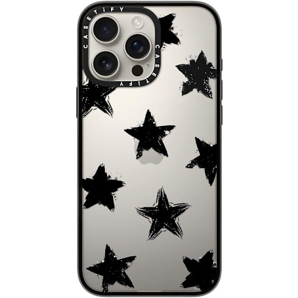 Kompakt iPhone 16 Pro Max Deksel [Lettvekt / 1,2 m 2X Militær Grad Fallbeskyttelse/Slank] - Kirsebær - Klar Svart Star Marks iPhone 16 Pro Max