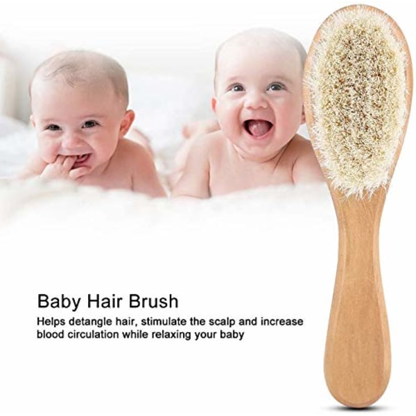 Baby Huvudborste, Mjukt gethår ​​för barn Kam Träborst Spädbarnsmassage Skrubbverktyg Nyfödd dusch