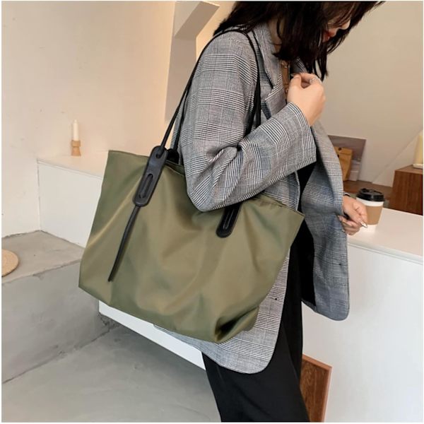 Kvinnors rymliga handväska Tote Canvas väska Casual Crossbody väska Vattentät axelväska Resväska (grön)