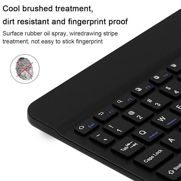 Yleinen ohut kannettava langaton Bluetooth 7 väriä taustavalaistu näppäimistö sisäänrakennetulla ladattavalla akulla - 10 tuuman musta taustavalo