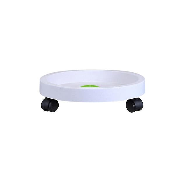 Suuri pyörällinen kasviteline - Vihreä pyöreä alusta 35cm White 33cm
