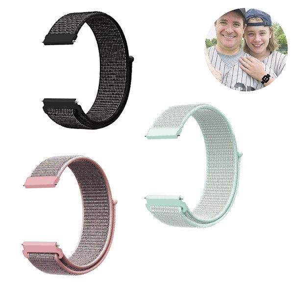 3 kpl yhteensopiva Samsung loop -rannekkeen kanssa - heijastava musta + heijastava valkoinen + puuterin hiekka 20MM