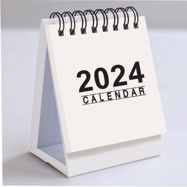 År 2024, enkel och kreativ engelsk mini skrivbordskalender kontorsskrivbordsdekorationer bärbar kalender-Vit