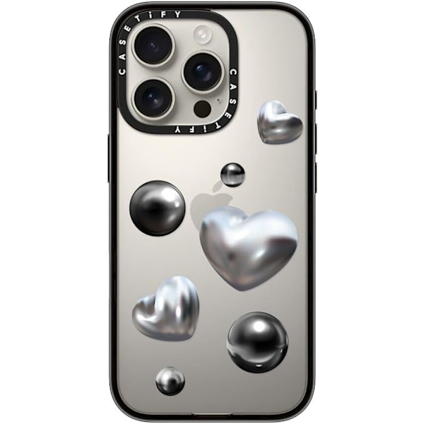 Kompakt iPhone 16 Pro Max Deksel [Lettvekt / 1,2 m 2X Militær Grad Fallbeskyttelse/Slank] - Kirsebær - Klar Svart Chrome Love iPhone 16 Pro