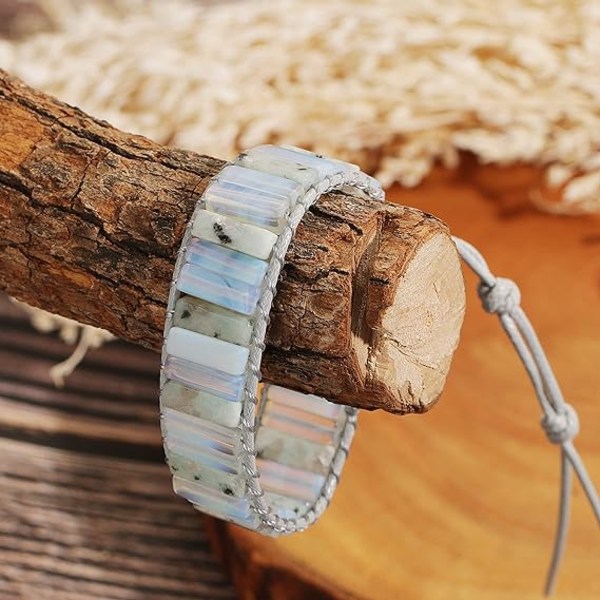 Chakraarmband för kvinnor med äkta stenar Läderomslag Healing Bead Armband Kvinnor Män Boho Vänskapssmycken