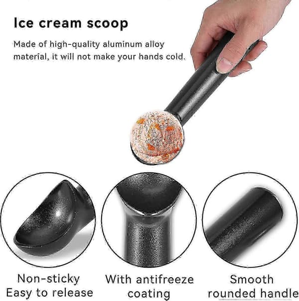 Non-Stick Aluminium Isdispenser med Ske Designet til Nem Is-scooping (Sort) 26s