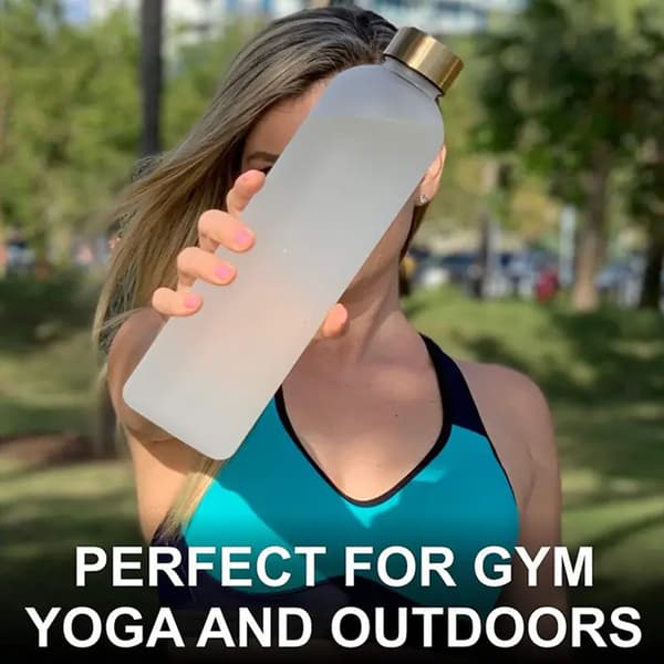 1L Plastic Water Bottle with Time Marker for Adults and Children Reusable Drinking Bottle Black 1000ml