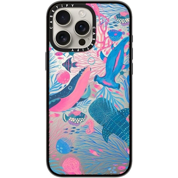 Kompakt iPhone 16 Pro Max Deksel [Lettvekt / 1,2 m 2X Militær Grad Fallbeskyttelse/Slank] - Kirsebær - Klar Svart Under the Sea iPhone 16 Pro Max