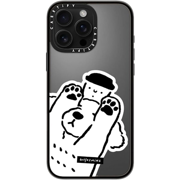 Kompakt iPhone 16 Pro Max Deksel [Lettvekt / 1,2 m 2X Militær Grad Fallbeskyttelse/Slank] - Kirsebær - Klar Svart Dog Loves Coffee iPhone 16 Pro Max