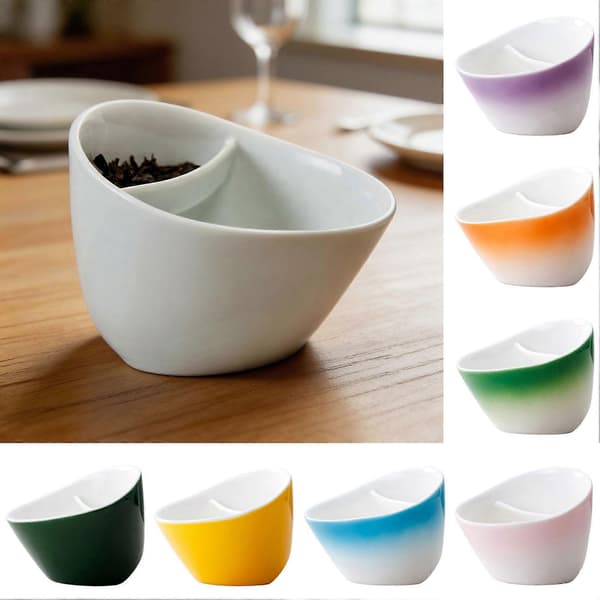 Vippe-til-bryg tekop med si, nem tebrygger til løs te, 2-i-1 porcelæns tekop med si Orange