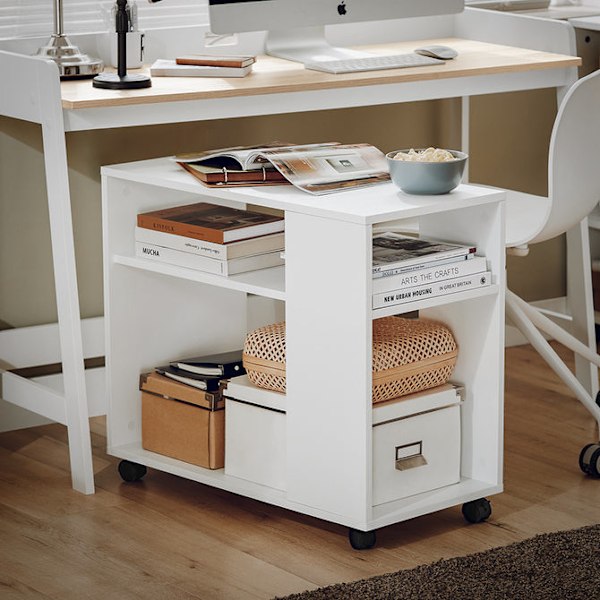 SoBuy Rullbord Förvaringsbord Sidobord på hjul Soffbord FBT34-W White