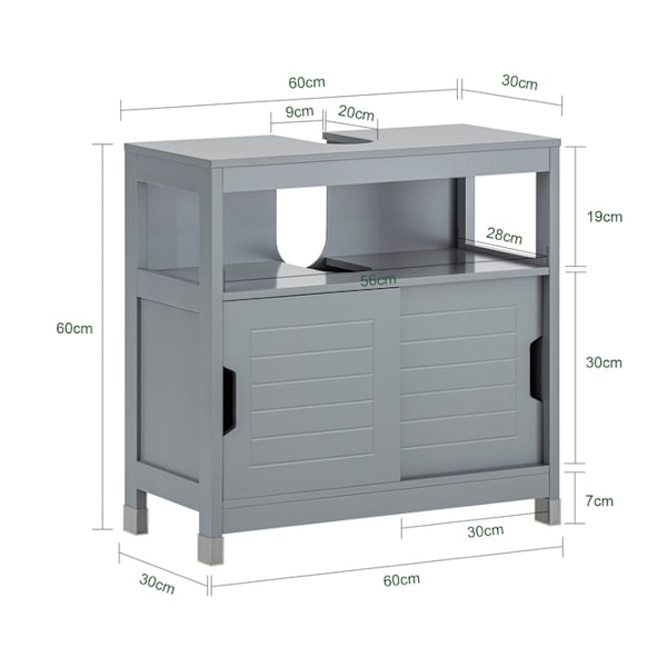 SoBuy Badeværelsesskab med plads til håndvask, grå, FRG128-SG Grey Sink cabinet(on wall)