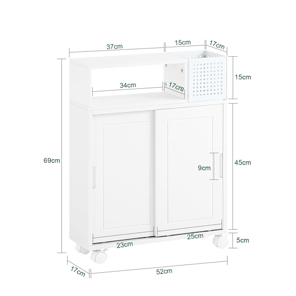 SoBuy WC-paperiteline Kylpyhuonekaappi pyörillä BZR176-W