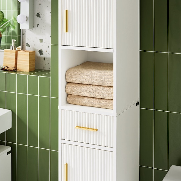 SoBuy Højskab Badeværelsesskab  Badeværelsesmøbler BZR181-W High cabinet