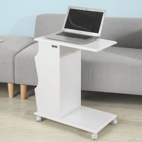 SoBuy Soffbord Cafébord Rullbord Förvaringsbord vit FBT67-W