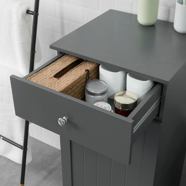 SoBuy Pyykkikaappi Kylpyhuone kaappi Pyykkikori BZR21-DG Grey Laundry cabinet(1 door)