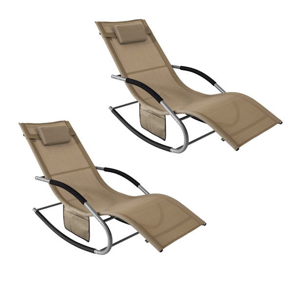 SoBuy,2 x Gungstol,Loungestol,Utemöbler,2-sits,OGS28-BRx2 Brown 2 Pieces