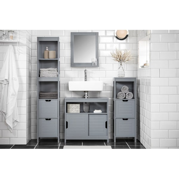 SoBuy Badeværelsesskab med plads til håndvask, grå, FRG128-SG Grey Sink cabinet(on wall)