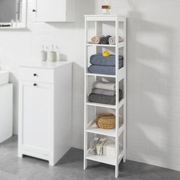 SoBuy Korkea Kulmakaappi Kylpyhuone Hylly BZR14-W White High shelf