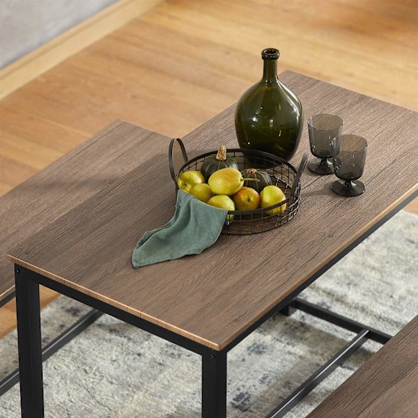 SoBuy Spisebordssæt - Spisebord 2 bænke 3 stk. OGT25-N Brown Table with 2 benches