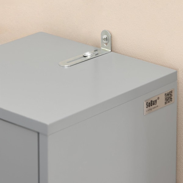 SoBuy Korkea kaappi Kulmahylly Kulmakaappi Kylpyhuone BZR34-HG Grey