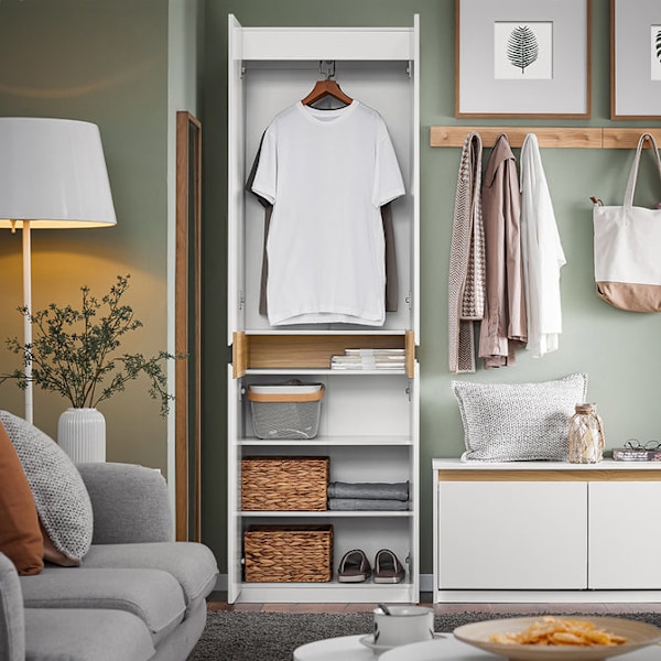 SoBuy Garderobeskab Entrégarderobe Tøjskab KSB01-W 61*30*192cm