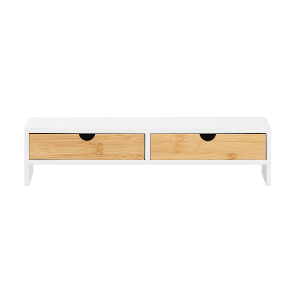 SoBuy Monitorstativ 2 skuffer Opbevaringsboks BBF02-WN White-Nature 47*18*11cm