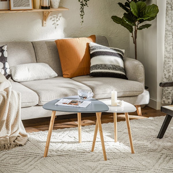 SoBuy Indlejringsborde 2 sofabordssæt Sidebord FBT74-HG grey