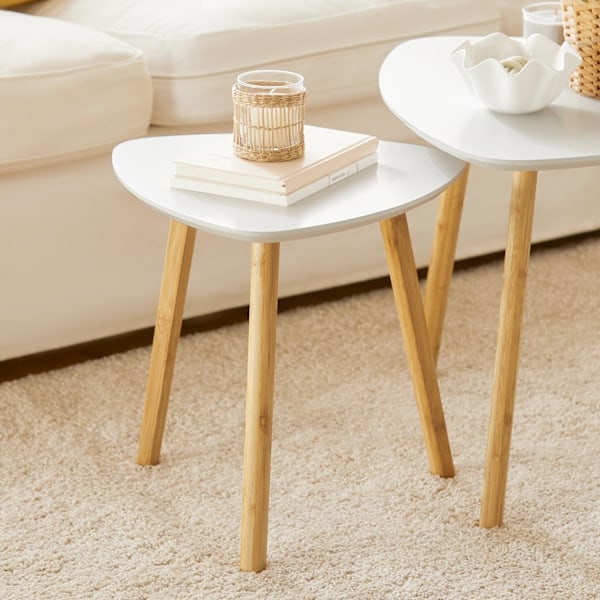 SoBuy Soffbord,Sidobord,Satsbord set om 2,Cafébord,vit,FBT74-W white